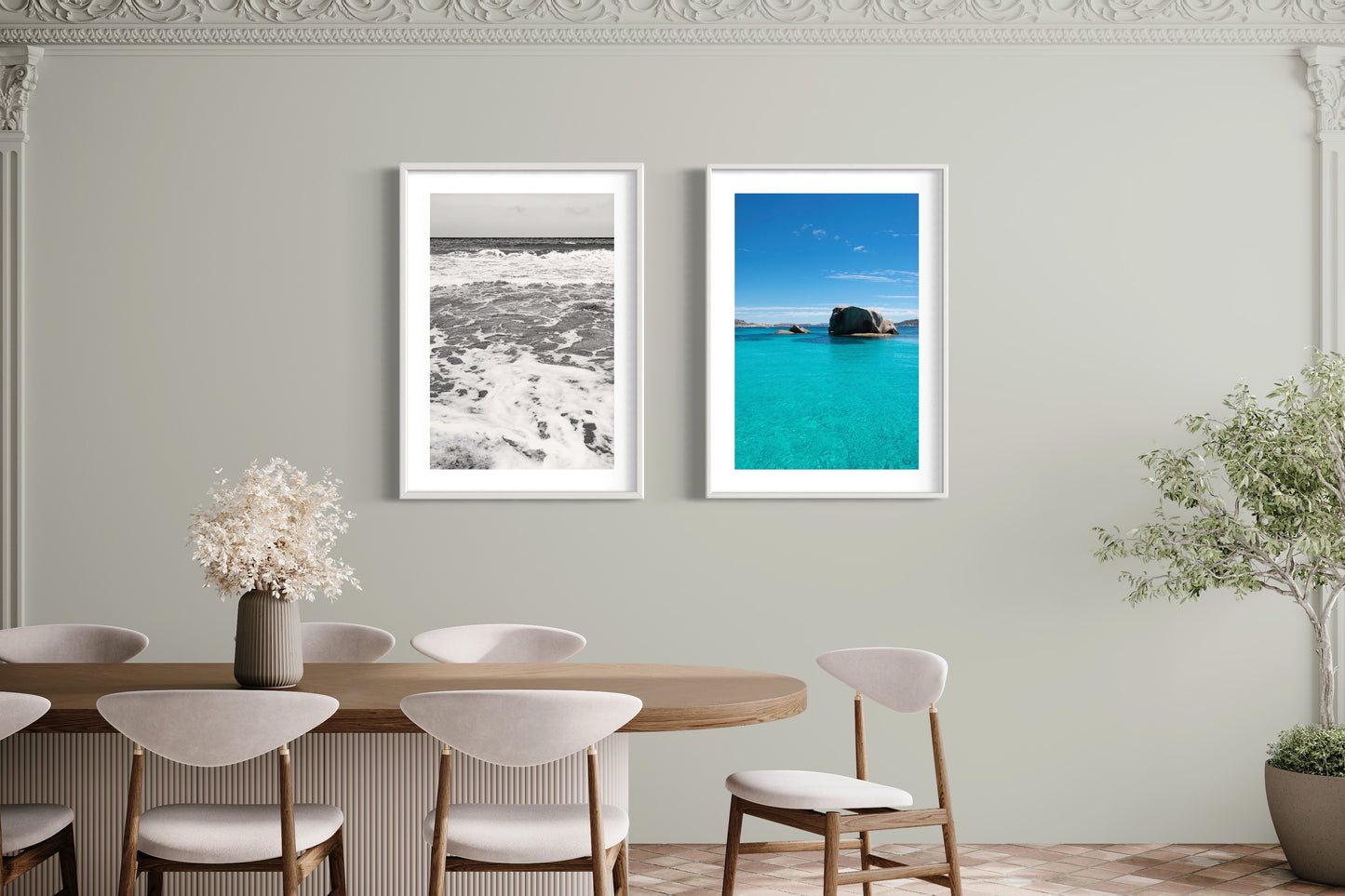 Relaxing sea waves, Ibiza Giclée Framed print